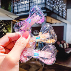 Lovely glitter colorful transparent kids bows hair clips for teen girls