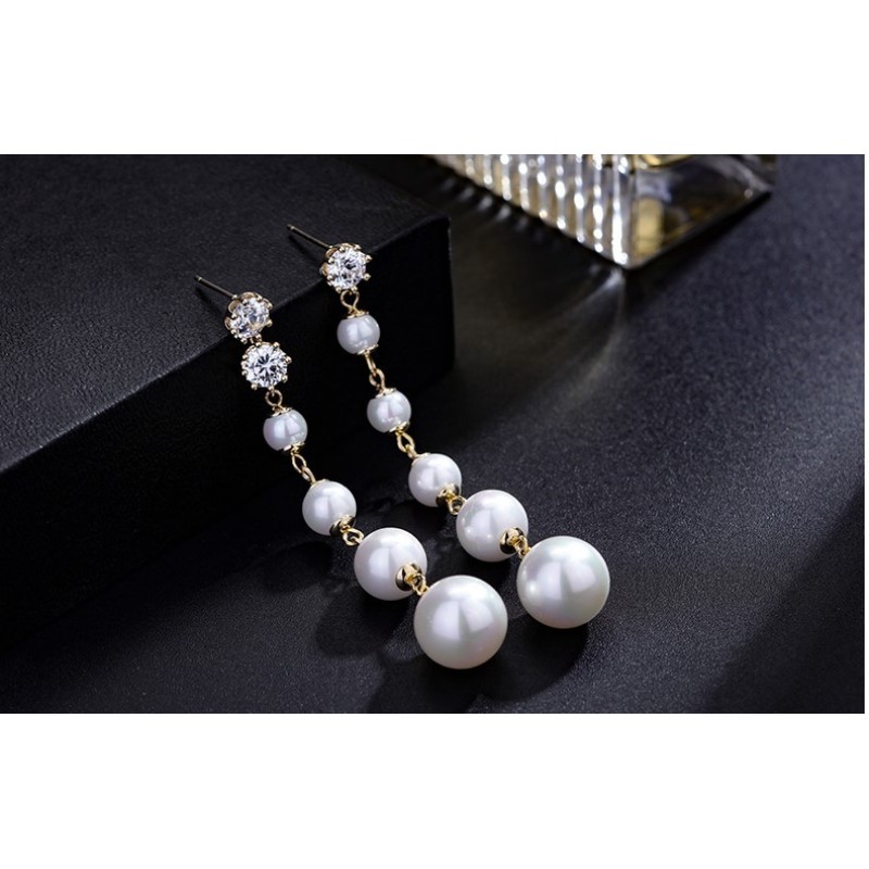 New Fashion 925 Silver Long Women Earring Accessories Pearl Tassel Earrings