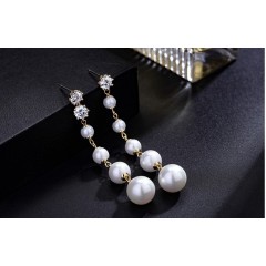 New Fashion 925 Silver Long Women Earring Accessories Pearl Tassel Earrings