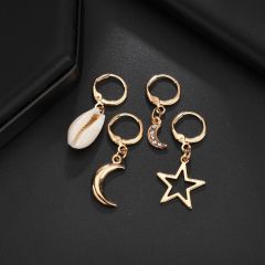 2019 Art deco fashion jewelry for women gold moon star conch sea shell earrings