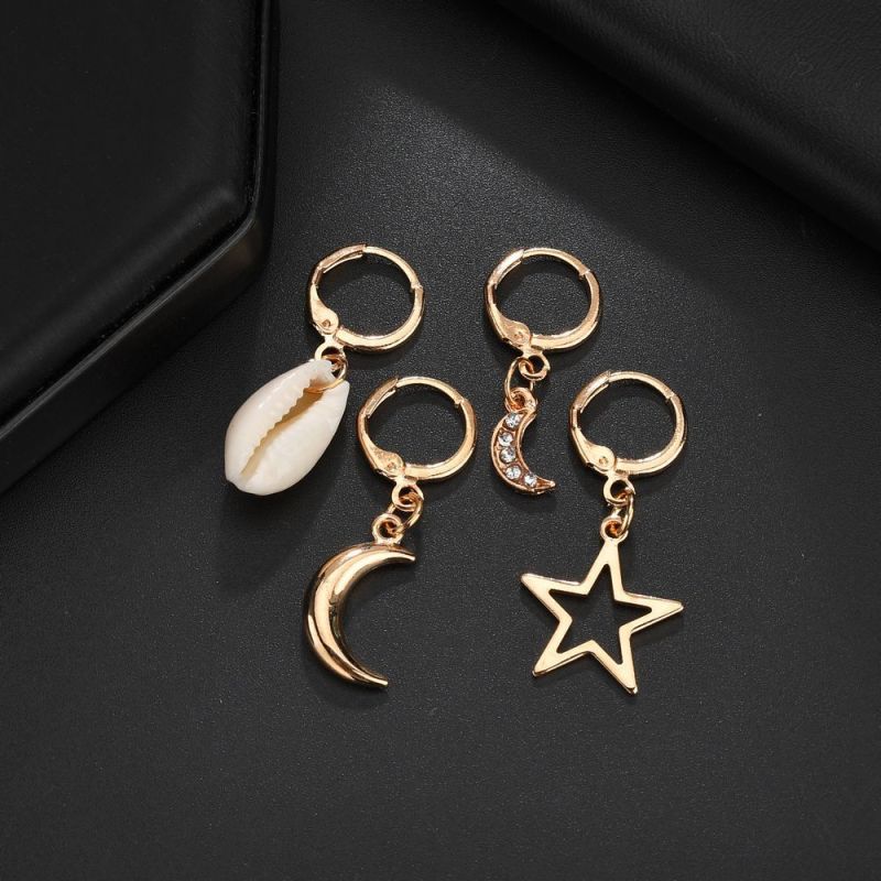 2019 Art deco fashion jewelry for women gold moon star conch sea shell earrings 2019 Art deco fashion jewelry for women gold moon star conch sea shell earrings
