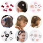 Multicolor artificial leather fabric bow decoration kids wholesale elastic hair tie