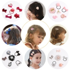 Multicolor artificial leather fabric bow decoration kids wholesale elastic hair tie