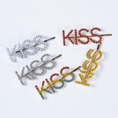 Korean wholesale hair clip popular rhinestone clip hair KISS letter accessories hair girls Korean wholesale hair clip popular rhinestone clip hair KISS letter accessories hair girls