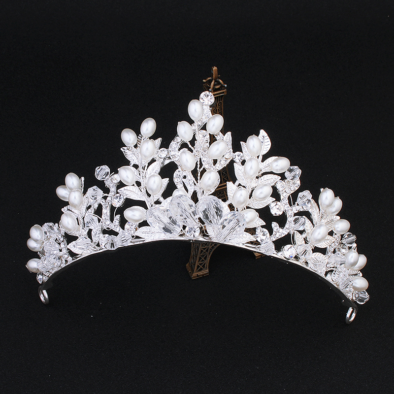 New dsgin silver pearl wedding crystal bridal tiaras and crowns for girls