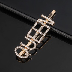 Korean ins custom woman girls rhinestone crystal letter hair pins with words
