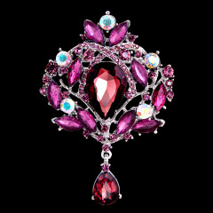 Hot-selling fashion crystal alloy women girls crown rhinestone brooches