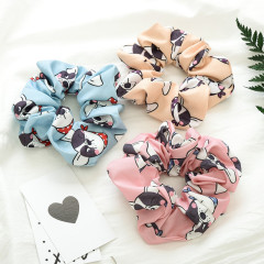 High quality wholesale custom cartoon printed dog hair scrunchies for teen girls High quality wholesale custom cartoon printed dog hair scrunchies for teen girls