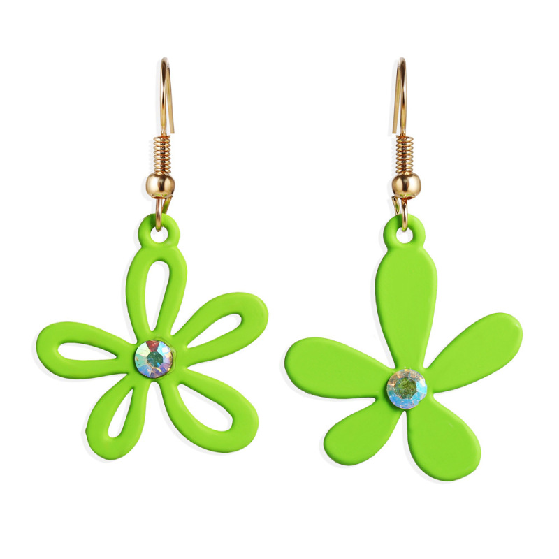 Korean new design alloy acrylic crystal asymmetric flower earrings for girls Korean new design alloy acrylic crystal asymmetric flower earrings for girls