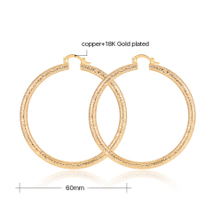Trendy  women circle round  plating 18k gold fashion copper frosted earrings