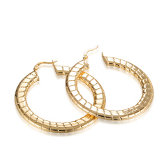 wholesale simple 18K gold plated texture copper ladies fashion earrings