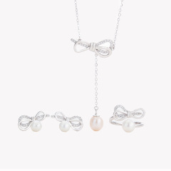 Korean fashion valentine's day christmas gift jewelry 925 silver women pearl necklace long Korean fashion valentine's day christmas gift jewelry 925 silver women pearl necklace long
