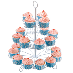 Support à gâteau décoratif en métal à 3 niveaux, fournitures de fête, revêtement en poudre blanche, pour fête de mariage