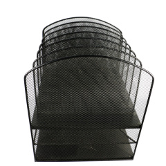 6 Compartment 2 tiers mesh desktop document tray brochure stand magazine file holder