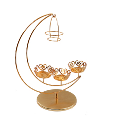 Support à gâteau de mariage amovible en métal doré, aspect lune éclatante, pour quatre mini cupcakes