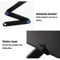 Table d'ordinateur portable pliable Portable réglable de bureau en aluminium à usage domestique pour lit avec trous de refroidissement pour tapis de souris