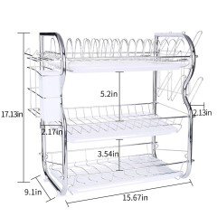 Wideny nützliches Design 3-stöckiges Geschirrregal aus Metall für Küchen- und Schüsselregal