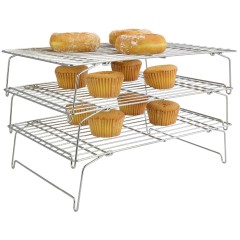 Wholesale Design Metal Wire 3 Tiers Stainless Steel Cooling Rack for Cake Bakery Bread Food Cookie Grid