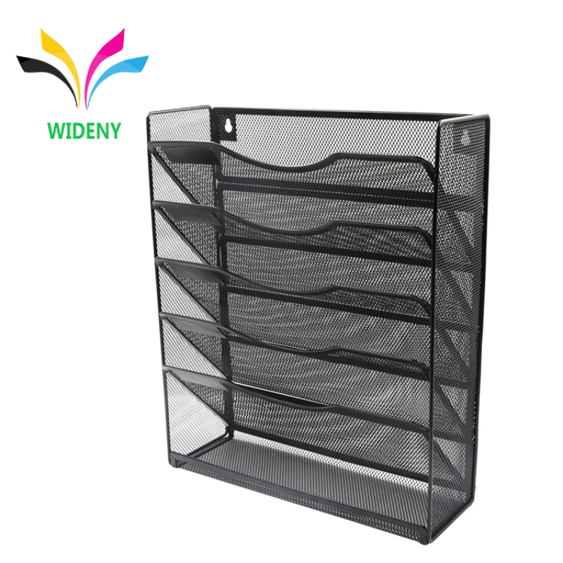 Wideny 5 Tier hanging document holder  letter tray organizer mesh metal wall mounted file organizer