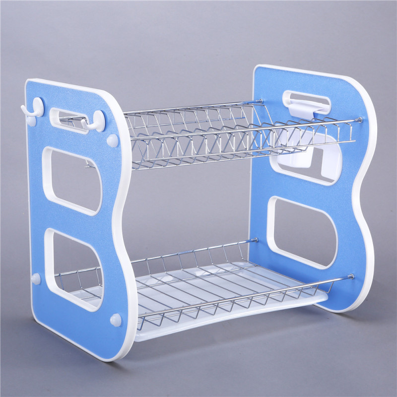 Wideny Desktop plastic ABS 2 layer foldable stainless steel chrome wire iron metal kitchen foldable Dish drainer drying rack