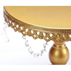 Hierro redondo del metal del oro paquete de 3 soportes cristalinos de la magdalena de la torta para el banquete de boda
