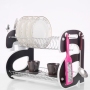 Home kitchen organization holder 2 tier metal MDF side dish rack with hooks