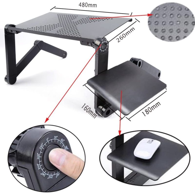 WIDENY Home Portable Aluminium Desktop Adjustable Laptop Stand for Bed with Cooling Holes for computer desk table
