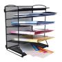 Home Office Black Desk Top  Metal 6 Tier Document Mesh Organizer for Document Folder Letter Magazine Holder and Paper Rack