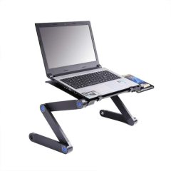 Table d'ordinateur portable pliable Portable réglable de bureau en aluminium à usage domestique pour lit avec trous de refroidissement pour tapis de souris