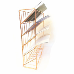 2018 nouveau design Wideny enduit de poudre 5 niveaux suspendus treillis métallique fil de fer acier or rose bureau organisateur de fichiers muraux