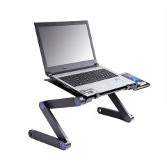 Neues Design Beliebter schwarzer Aluminium-Büro-Home-Supply-Bodenständer Desktop-einstellbarer gefalteter tragbarer Laptop-Tischständer