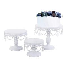 Présentoir à gâteaux et cupcakes, fournitures pour fête d'anniversaire et mariage, fil métallique enduit de poudre, ensemble de 3 pièces de décoration en cristal