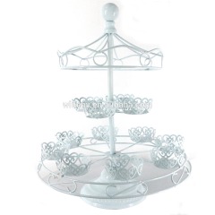 Drehbarer Hochzeitstortenständer aus weißem Metall mit Springbrunnen