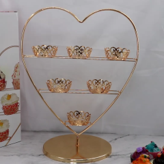 Оптовая торговля столешница 3 яруса металлическая проволока съемная свадебная золотая подставка для кекса для держателя мини кекс