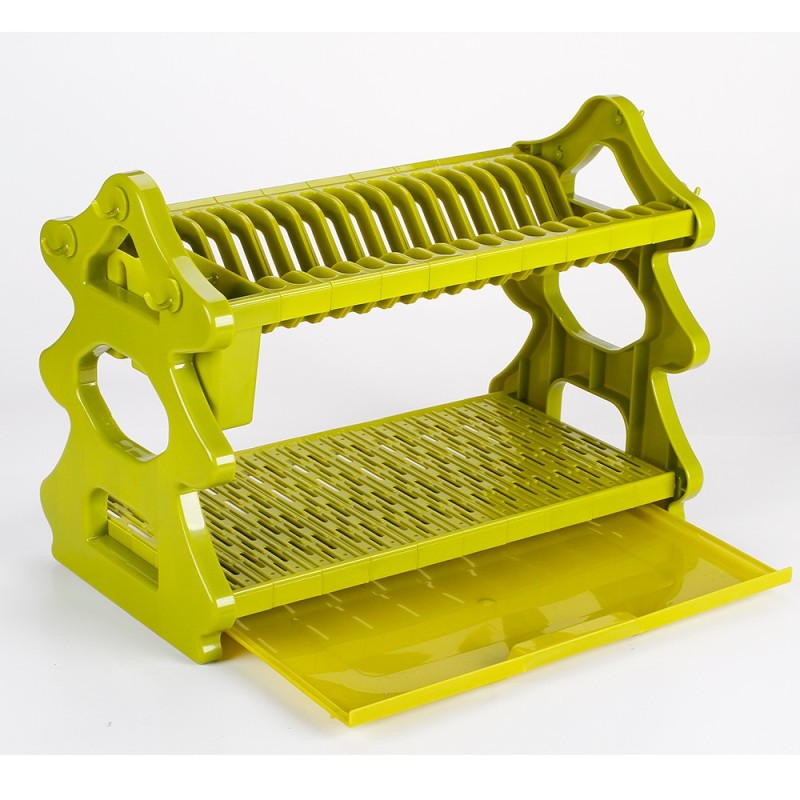 High Quality New Design Kitchen Tree shape Green Stainless Steel 2-Tier Dish Drying Rack