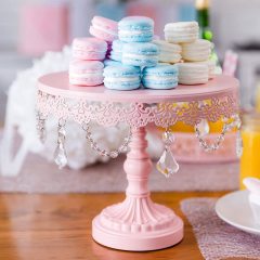 Главная День Рождения Украшение Круглый 3 Pack Pink Metal Iron Cupcake Подставка для свадебного торта