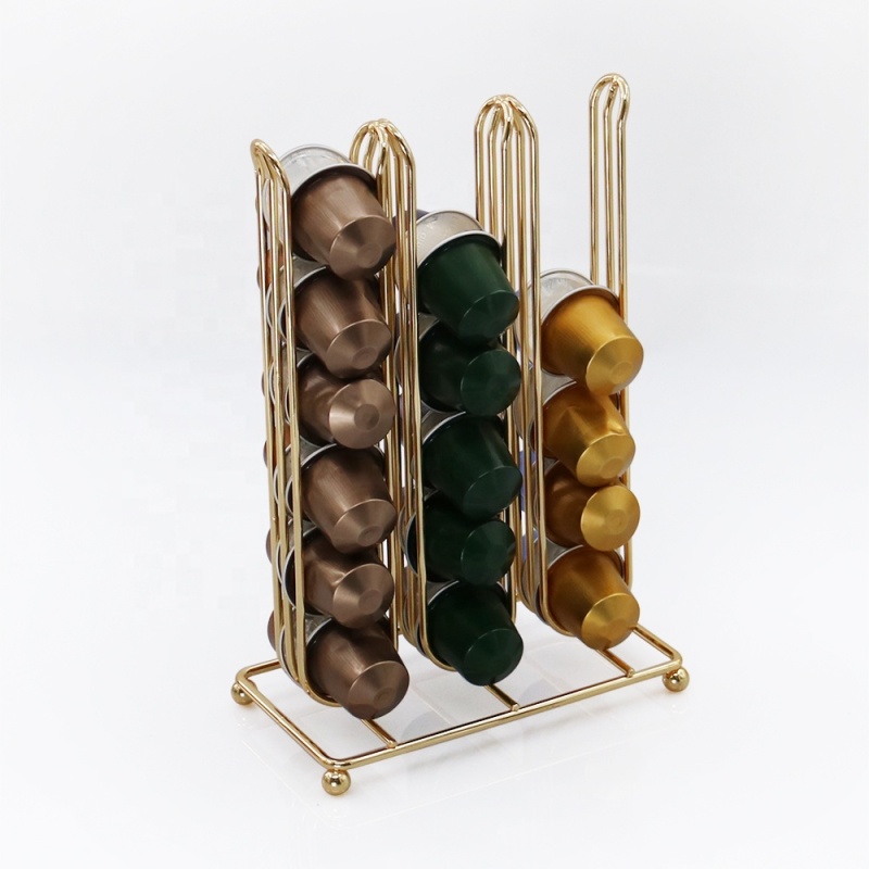 Durable smooth Gold plate Coffee Pod Holder Capacity 36 Coffee Capsule Stand