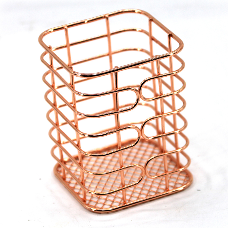 new fashion square metal wire 120 g rose gold pencil storage pen holder