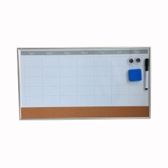 Útiles escolares y de oficina Marco de aluminio Soporte libre Calendario de uso doble Marcadores de pizarra blanca de borrado en seco magnético