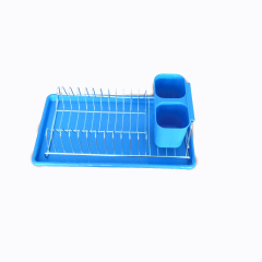 Startseite Pulverbeschichteter Stahl Blau Mini-Draht-Küchen-Geschirrständer-Geschirr-Trockengestell für Schüssel