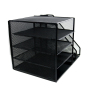 Office Metal mesh Desktop stationery Black Foldable 4 tier horizontal Letter Tray  Desk File Organizer