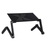 Fashion Office Home Sofa Bed Supply Black Aluminum Alloy Adjustable Foldable Office Computer Table Desk with Mouse Pad