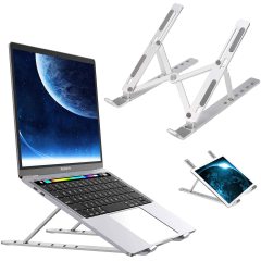 Elevador de monitor de escritorio plegable de aluminio para MacBook Pro Air Notebook Thinkpad con altura ajustable y bloqueador de ángulo,