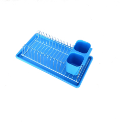 Startseite Pulverbeschichteter Stahl Blau Mini-Draht-Küchen-Geschirrständer-Geschirr-Trockengestell für Schüssel