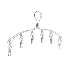 Nancy Outdoor Stainless Steel Silver Bending Single Type Wind-proof Cloth Hangers with 6 clips