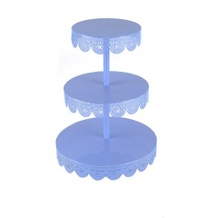 Support de gâteau de chariot en métal de forme ronde décorative de fête multifonctionnelle à 2 niveaux