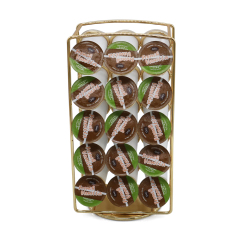 Portacápsulas de café giratorio de hierro dorado de 2 lados personalizado para 30 cápsulas K-cup