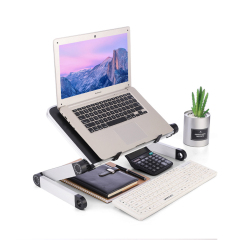 Escritorio de oficina o hogar, soporte de escritorio portátil de aluminio plegable negro, mesa ajustable para ordenador portátil para cama