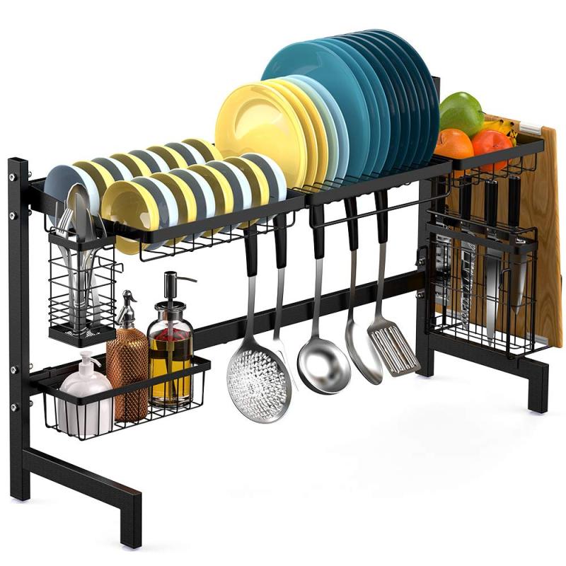 Wideny Home kitchen different sizes removable metal iron 2 tiers dish rack for storage bowl Chopsticks knife