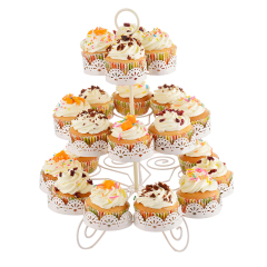 3-stöckiger, reinweißer, eleganter Dessert-Cupcake-Ständer – Gebäck-Serviertablett für Teepartys